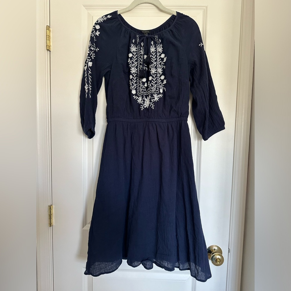 Navy Blue Embroidered Dress